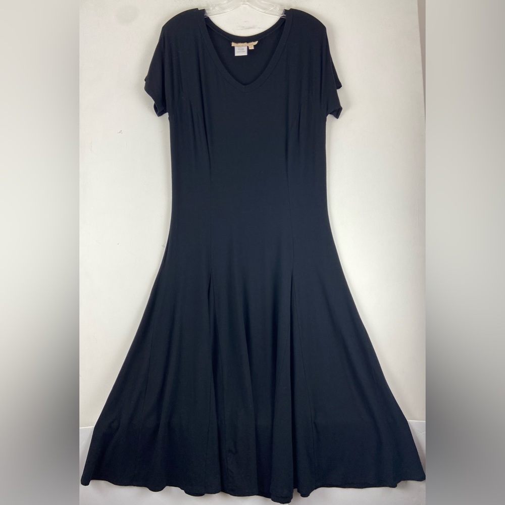 Vintage Norm Thompson Black A-Line T-shirt Dress Size S/M (736)